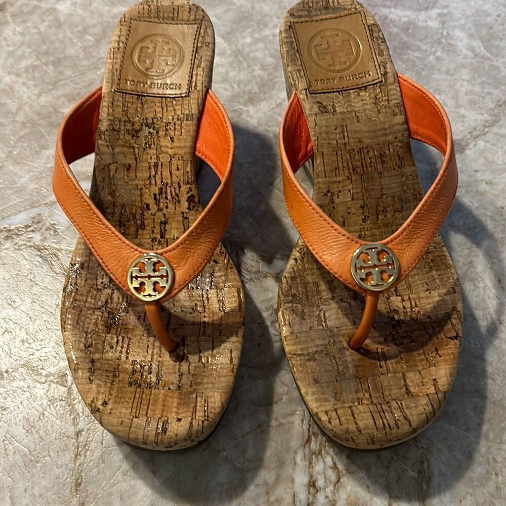 Tory Burch Orange Cork Sandals